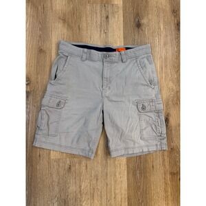 St Johns Bay Mens Gray Comfort Stretch Cargo Shorts Size 36 Utility Hiking